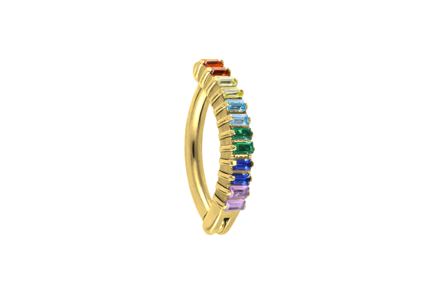 Titan Bauchnabelclicker Bauchnabelpiercing BOGEN + EINGEFASSTE BUNTE KRISTALLRECHTECKE